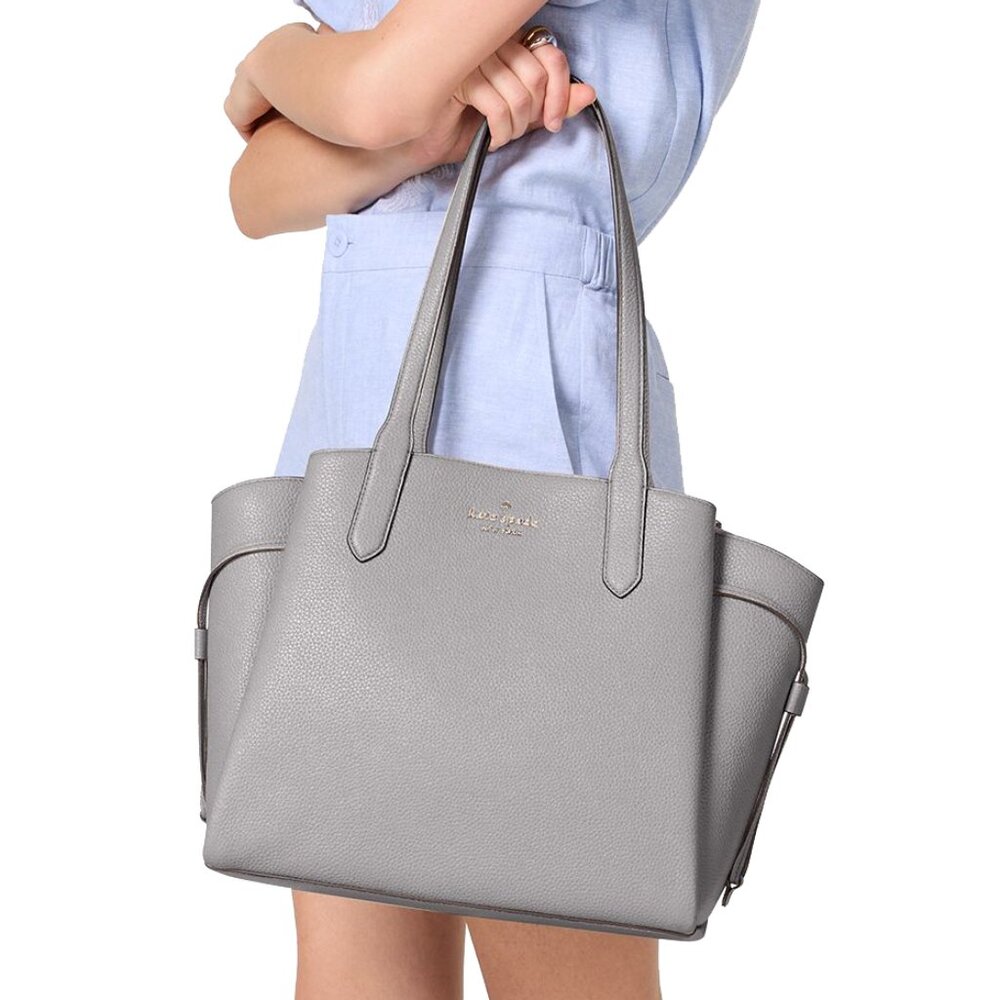 Kate Spade Dumpling Medium Tote Gray Pebbled Leather KL012 Shoulder Bag $499 - Picture 12 of 13
